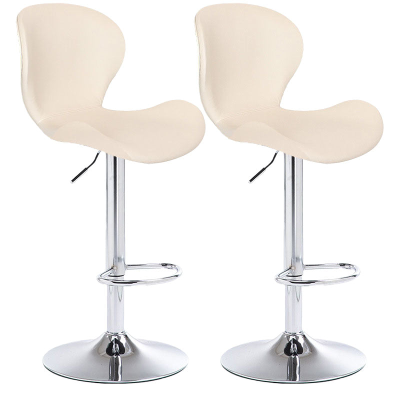 Scandinavian Metal Barstool Faux Leather Low Back Footrest Furniture