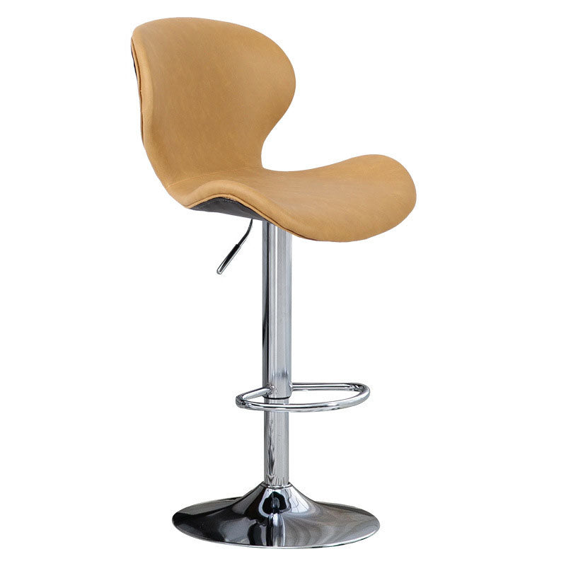 Scandinavian Metal Barstool Faux Leather Low Back Footrest Furniture