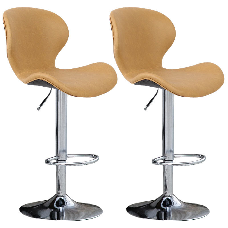 Scandinavian Metal Barstool Faux Leather Low Back Footrest Furniture