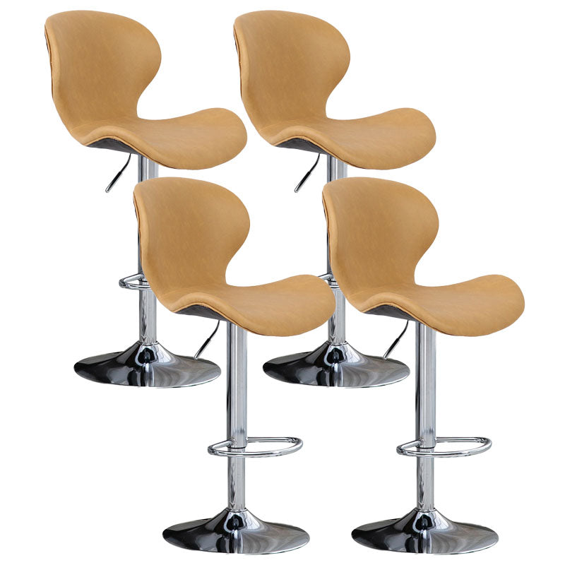 Scandinavian Metal Barstool Faux Leather Low Back Footrest Furniture