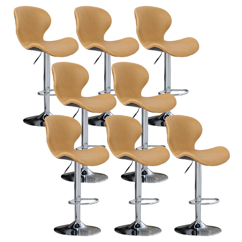 Scandinavian Metal Barstool Faux Leather Low Back Footrest Furniture