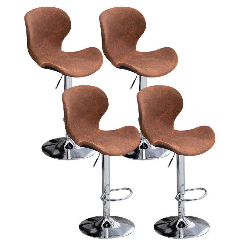 Scandinavian Metal Barstool Faux Leather Low Back Footrest Furniture