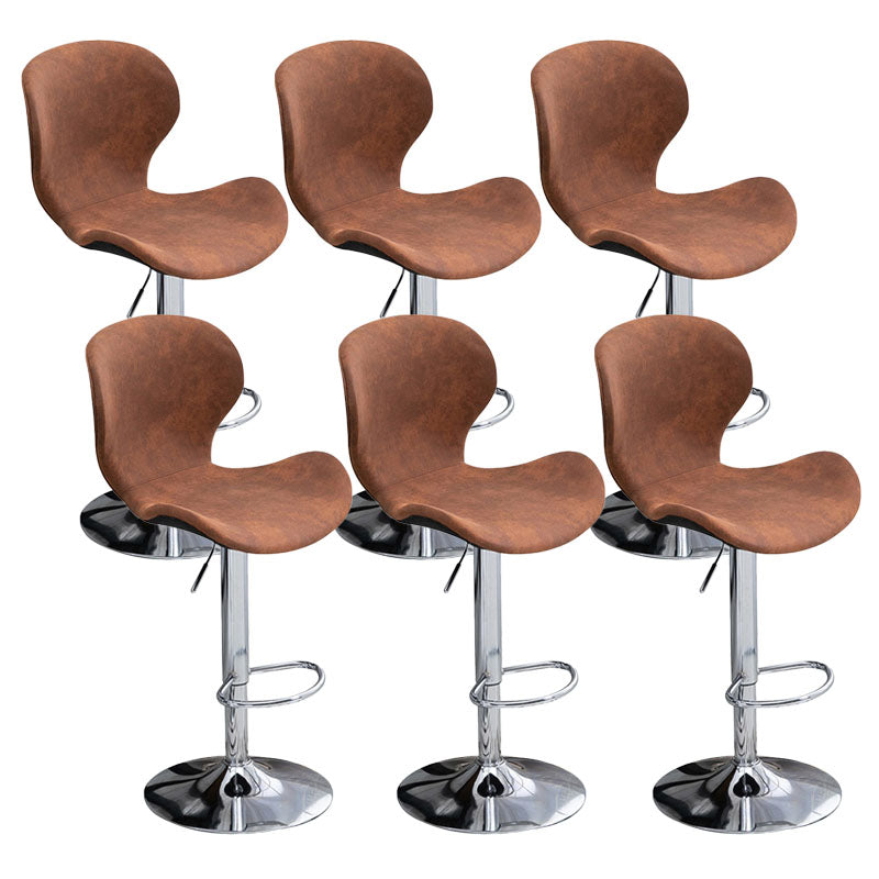 Scandinavian Metal Barstool Faux Leather Low Back Footrest Furniture