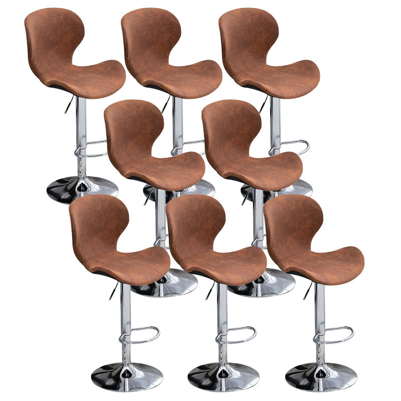 Scandinavian Metal Barstool Faux Leather Low Back Footrest Furniture