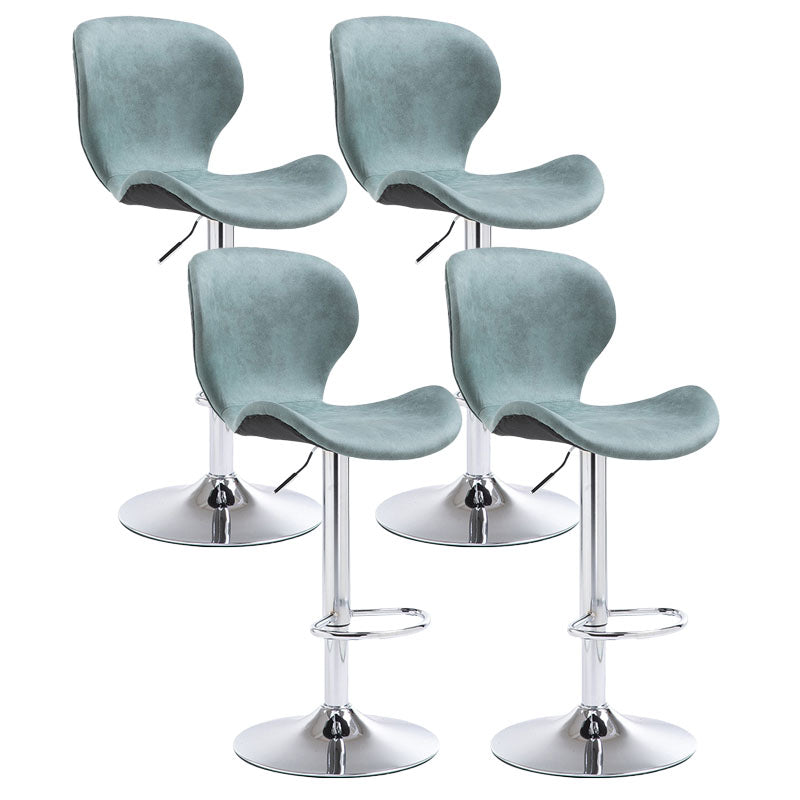 Scandinavian Metal Barstool Faux Leather Low Back Footrest Furniture