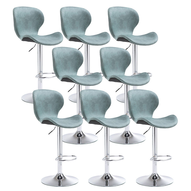 Scandinavian Metal Barstool Faux Leather Low Back Footrest Furniture