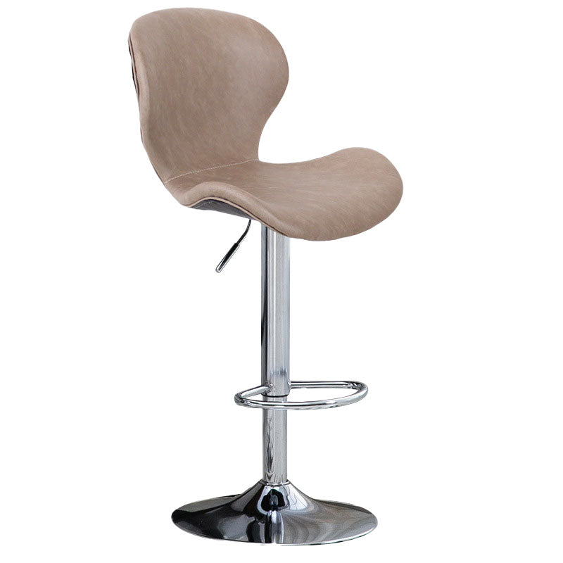 Scandinavian Metal Barstool Faux Leather Low Back Footrest Furniture