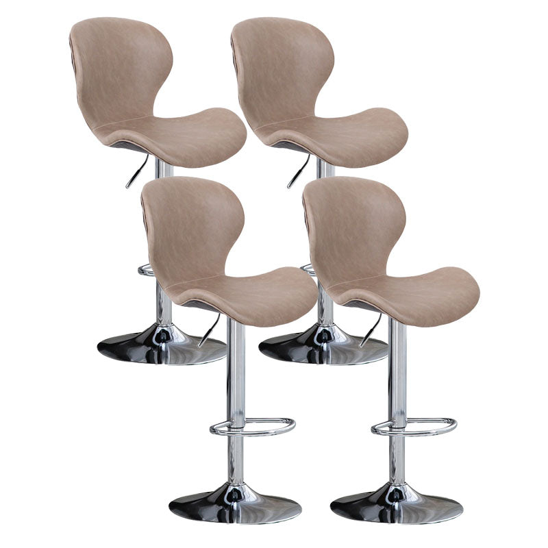 Scandinavian Metal Barstool Faux Leather Low Back Footrest Furniture