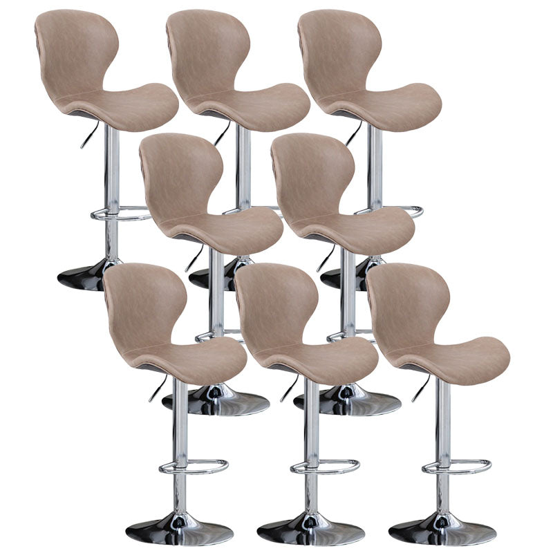 Scandinavian Metal Barstool Faux Leather Low Back Footrest Furniture