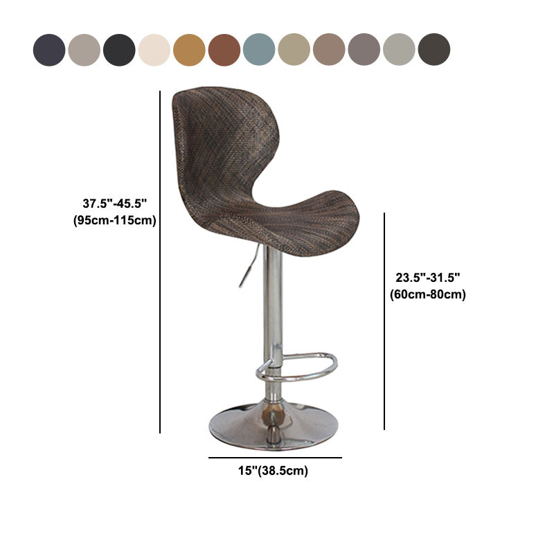 Scandinavian Metal Barstool Faux Leather Low Back Footrest Furniture