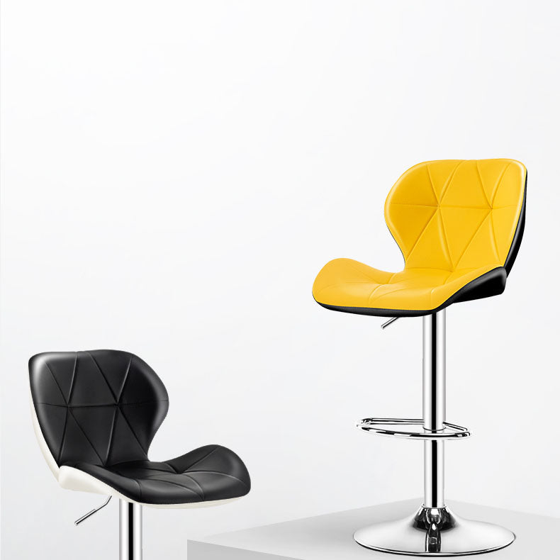 Scandinavian Metal Barstool Faux Leather Adjustable Counter Stool for Home