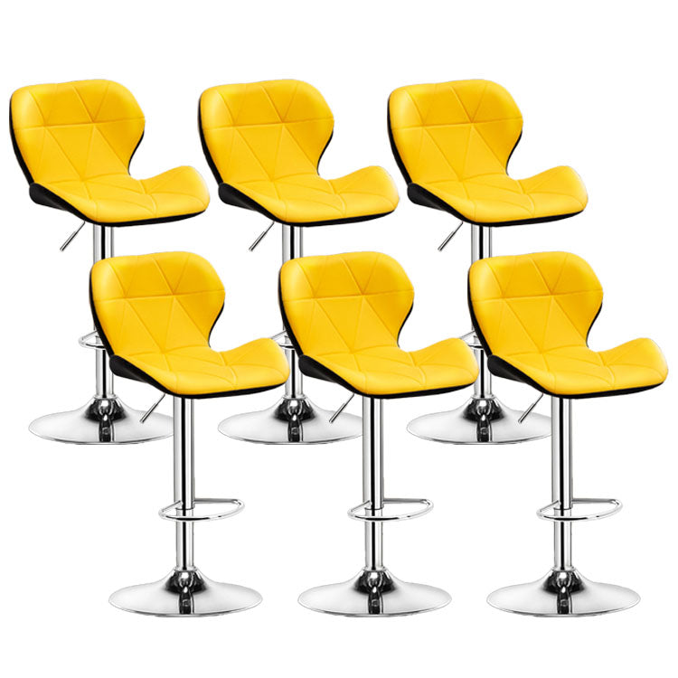 Scandinavian Metal Barstool Faux Leather Adjustable Counter Stool for Home