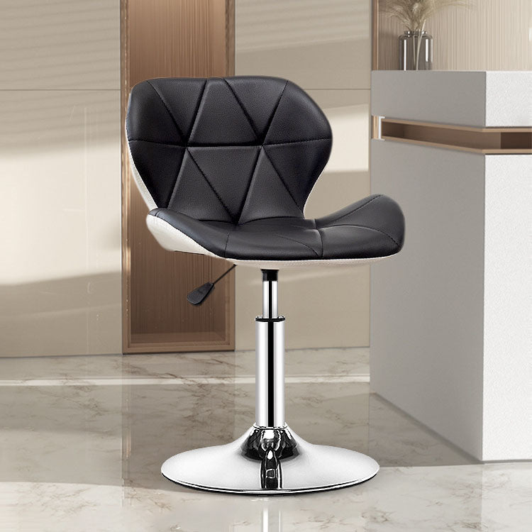 Scandinavian Metal Barstool Faux Leather Adjustable Counter Stool for Home