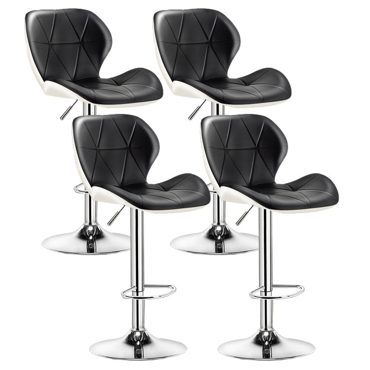 Scandinavian Metal Barstool Faux Leather Adjustable Counter Stool for Home