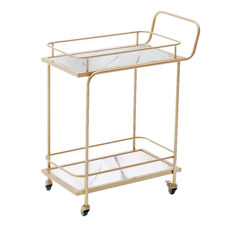 34.65"H Rolling Contemporary Prep Table Metal Prep Table with Towel Rack