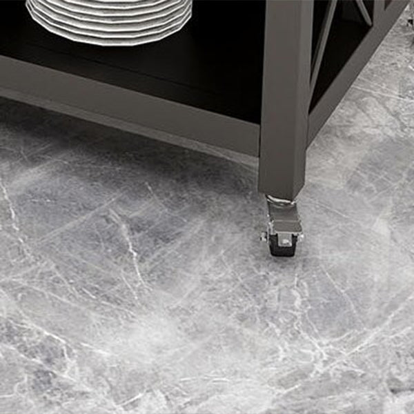 Modern Style Rolling Kitchen Cart Metal Rectangular Kitchen Island Cart with Open Storage