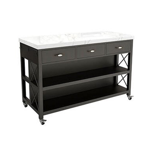 Modern Style Rolling Kitchen Cart Metal Rectangular Kitchen Island Cart with Open Storage