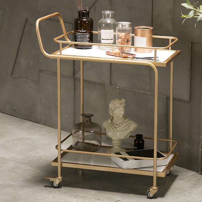 33.86" High Modern Style Rectangle Prep Table Rolling Metal Prep Table for Home