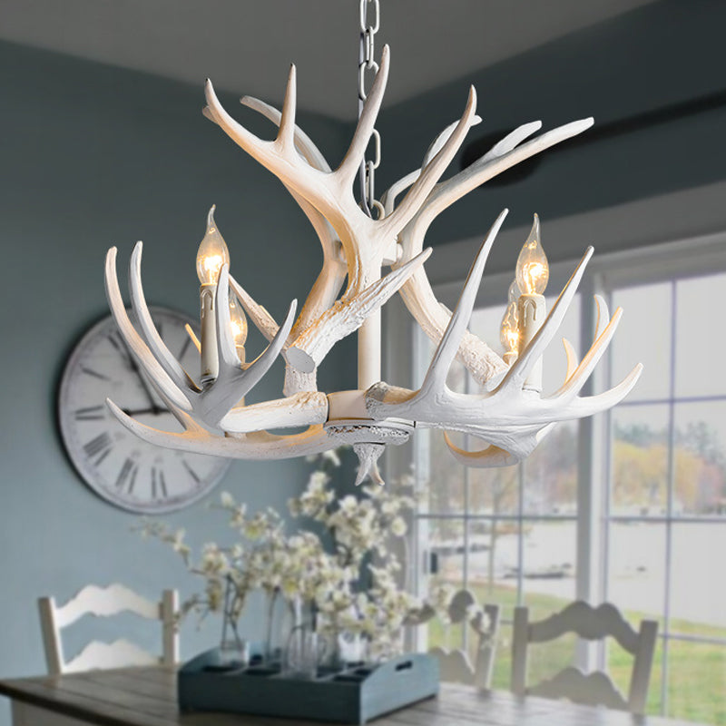 Résine Antler suspendu lustre moderne 4/6/9 Lumières Blanc Plafond suspendu Light