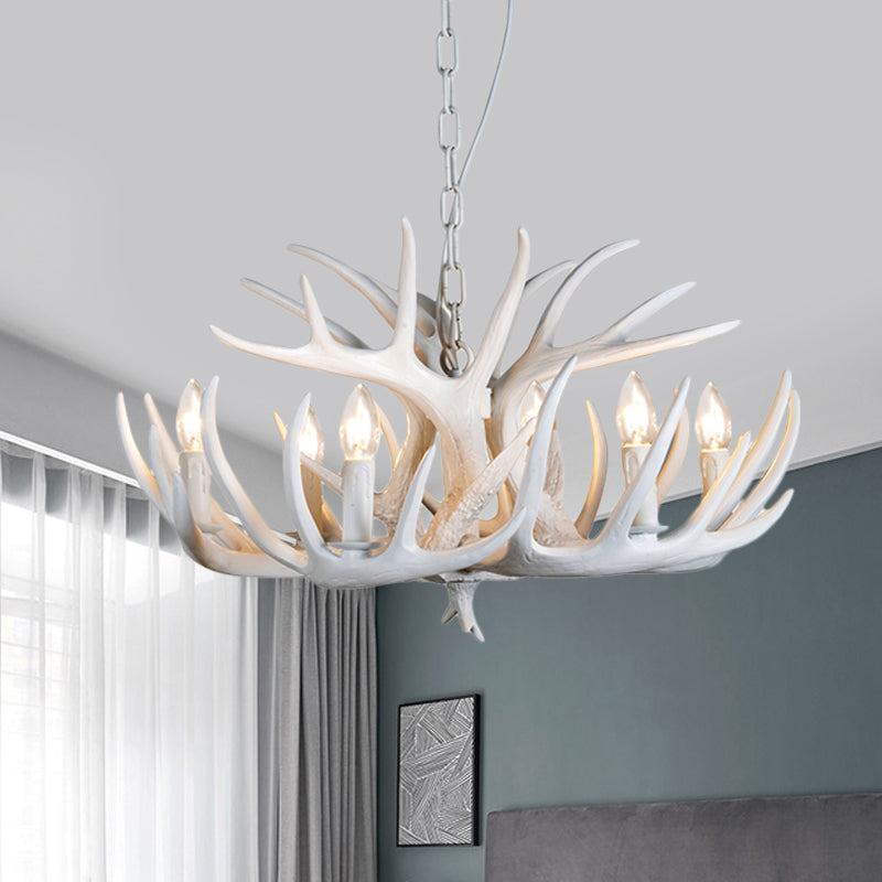 Résine Antler suspendu lustre moderne 4/6/9 Lumières Blanc Plafond suspendu Light