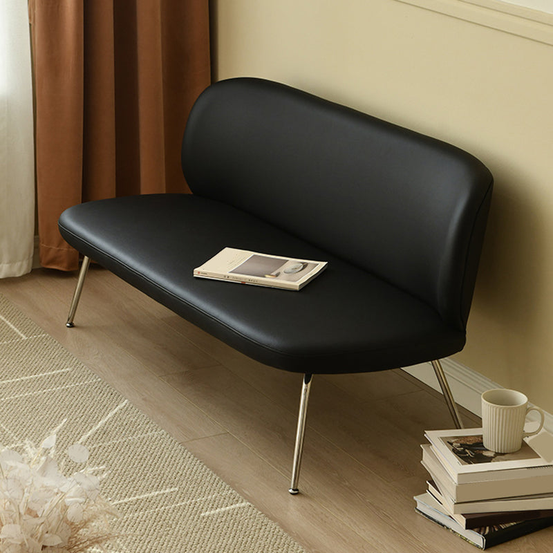 Faux Leather Modern Settee 2-seat Armless Seating in Black/Green