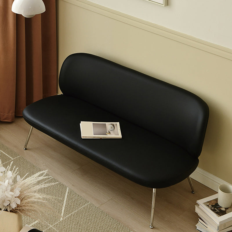 Faux Leather Modern Settee 2-seat Armless Seating in Black/Green