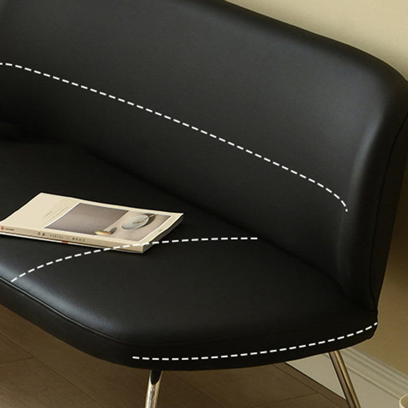 Faux Leather Modern Settee 2-seat Armless Seating in Black/Green