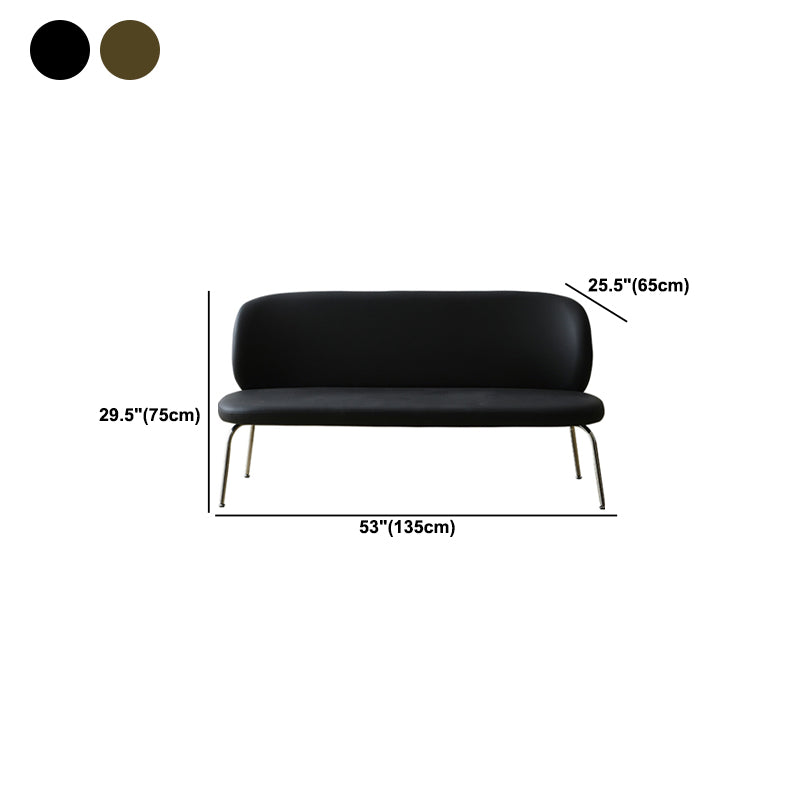 Faux Leather Modern Settee 2-seat Armless Seating in Black/Green