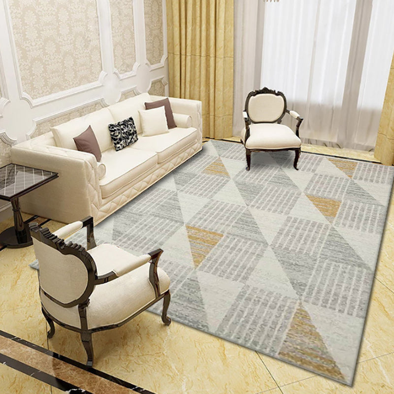 Geometric Pattern Rug Living Room Carpet Polyester Washable Area Rug