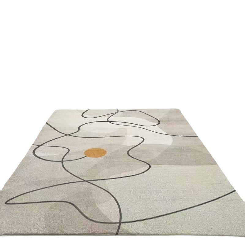 Rectangle Shape Rug Living Room Abstract Line Carpet Polyester Washable Area Rug