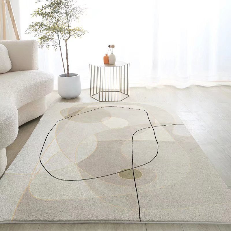 Rectangle Shape Rug Living Room Abstract Line Carpet Polyester Washable Area Rug