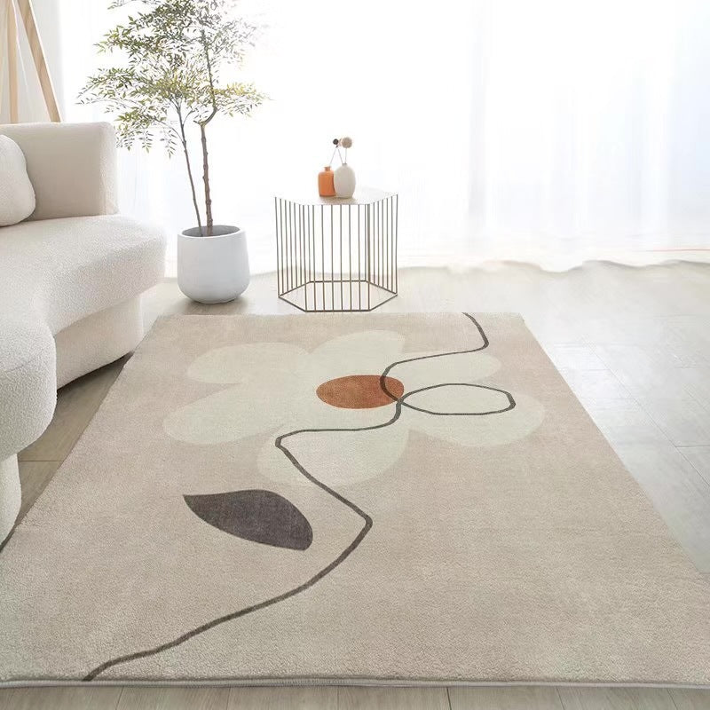 Rectangle Shape Rug Living Room Abstract Line Carpet Polyester Washable Area Rug