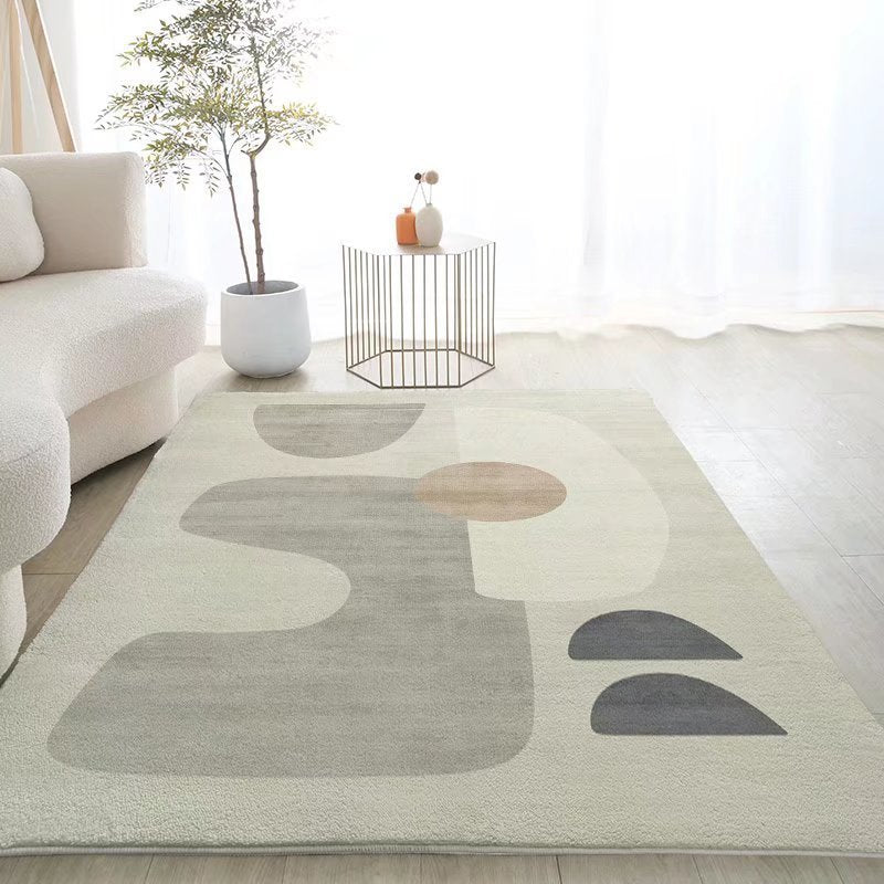 Rectangle Shape Rug Living Room Abstract Line Carpet Polyester Washable Area Rug