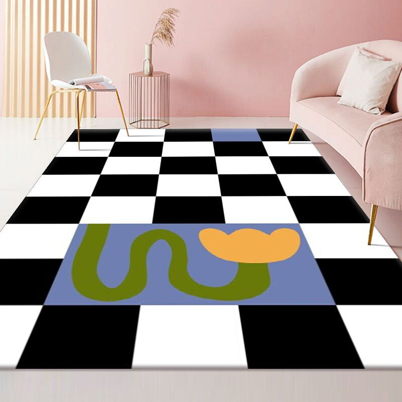 Lattice Pattern Rug Modern Style Rectangle Stain Resistant Shape Rug for Home Decor