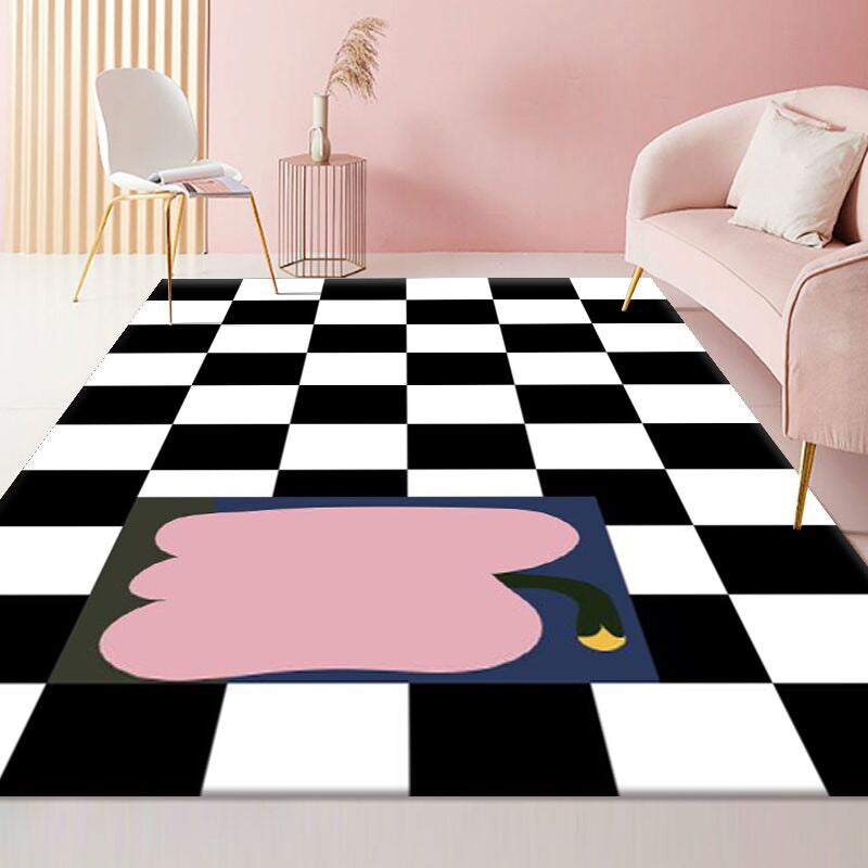 Lattice Pattern Rug Modern Style Rectangle Stain Resistant Shape Rug for Home Decor