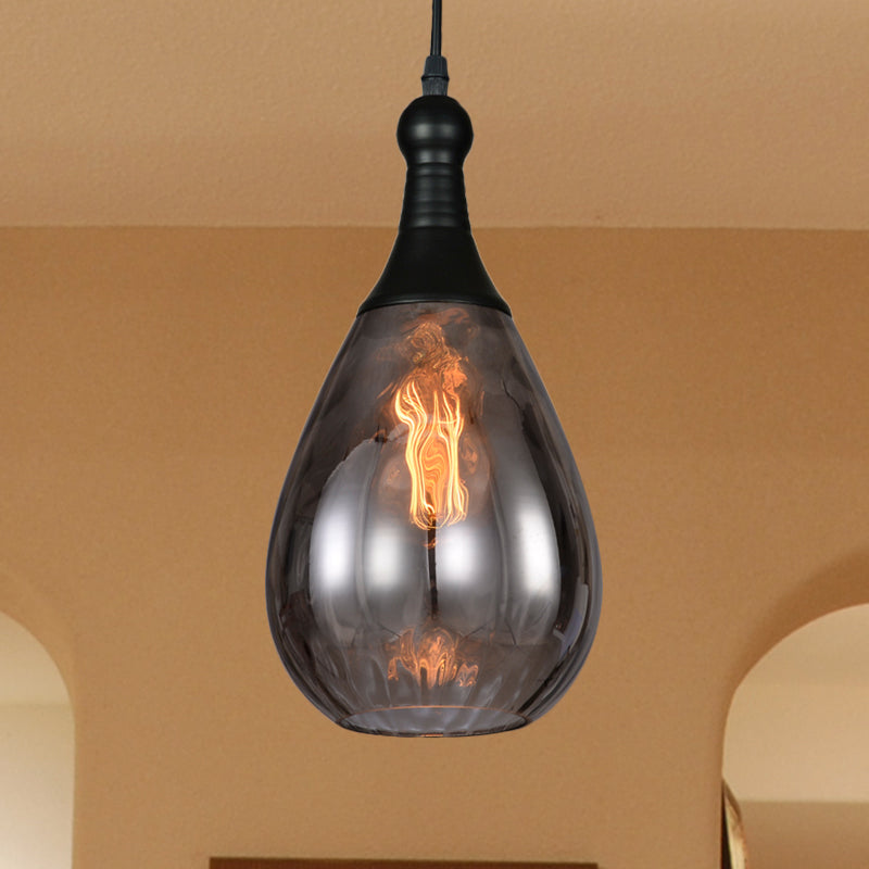 Black/ottone lacrima Light Assicatore industriale/ambra/grigio vetro a 1 luci di illuminazione a pendente camera da letto