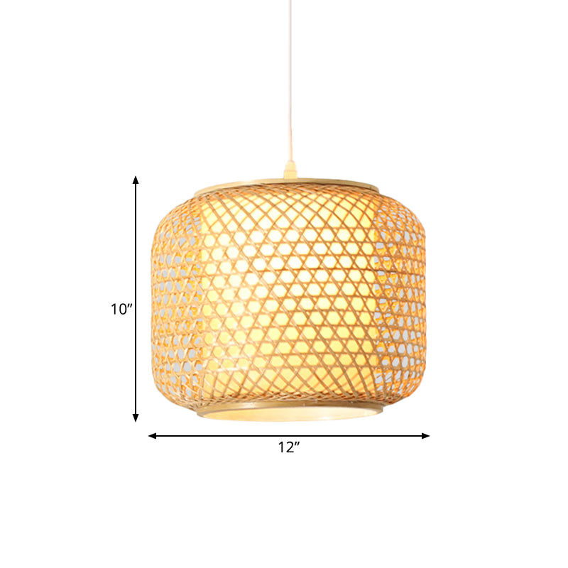 Cubierta de tejido Costa colgante Luz rústica 1 cabeza de caída Luz en madera para restaurante