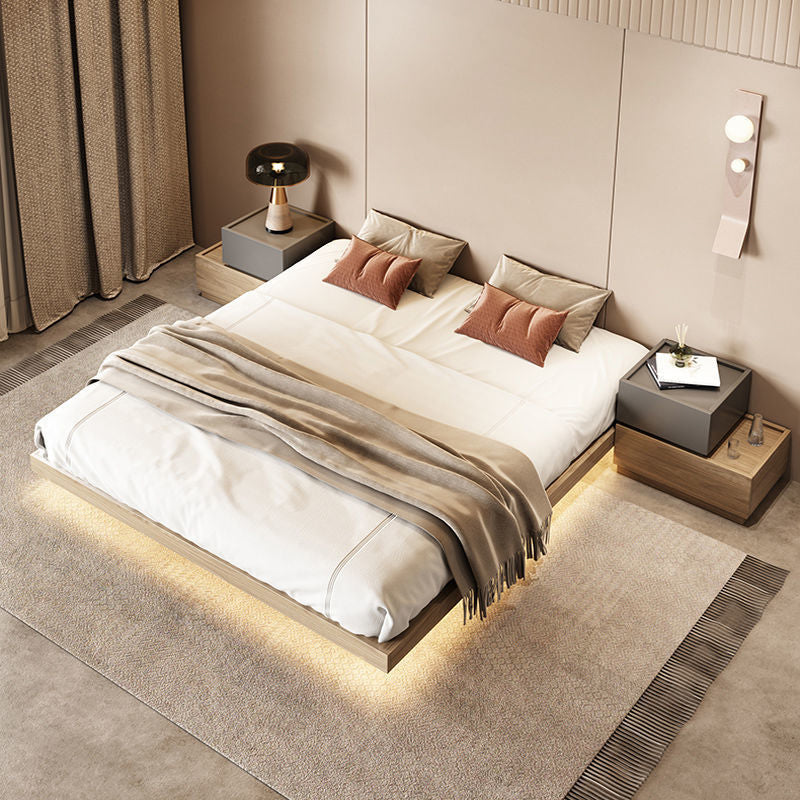 Pine Wood Platform Bed Frame in Natural,78.74 Inch Long with Legs