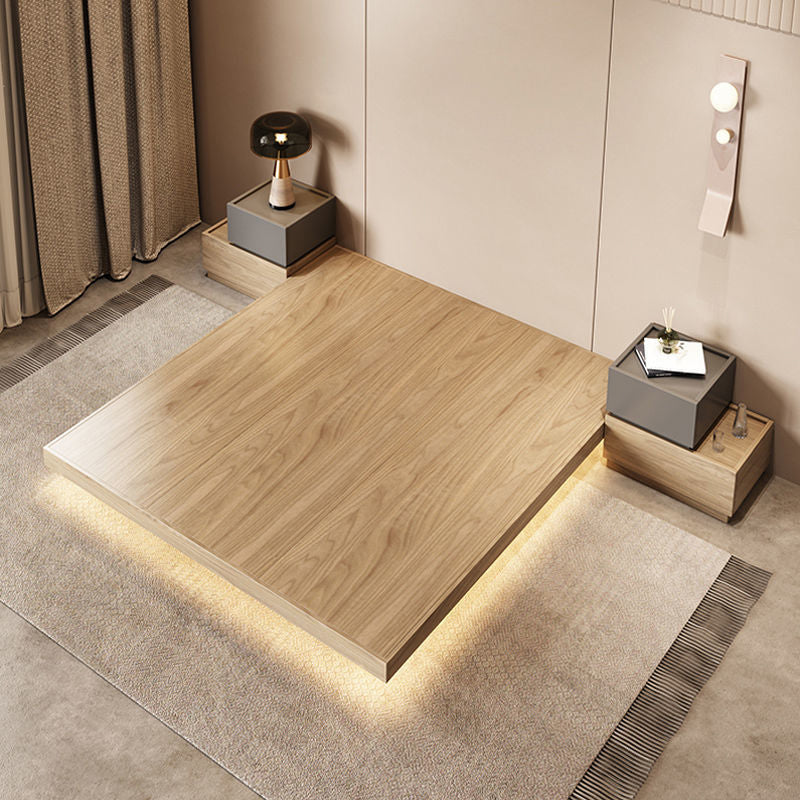 Pine Wood Platform Bed Frame in Natural,78.74 Inch Long with Legs