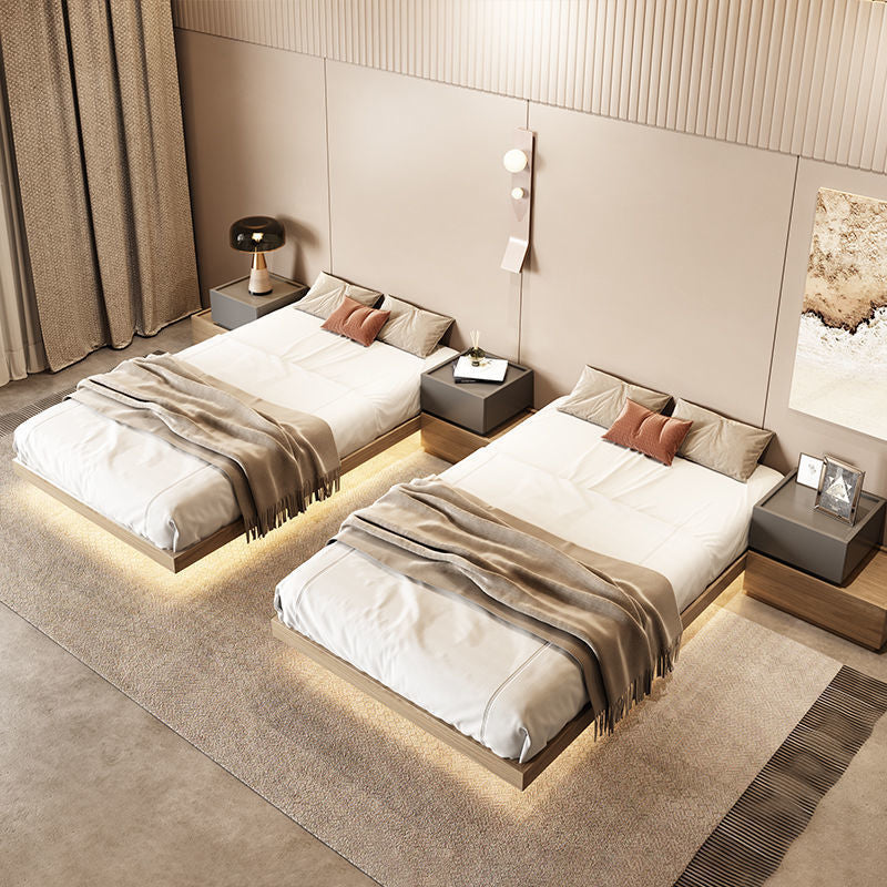 Pine Wood Platform Bed Frame in Natural,78.74 Inch Long with Legs