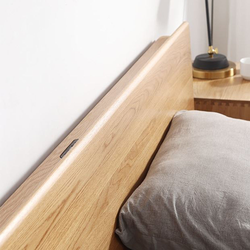 84.26 inch Wide Bed Frame Solid Wood Standard Bed with Headboard