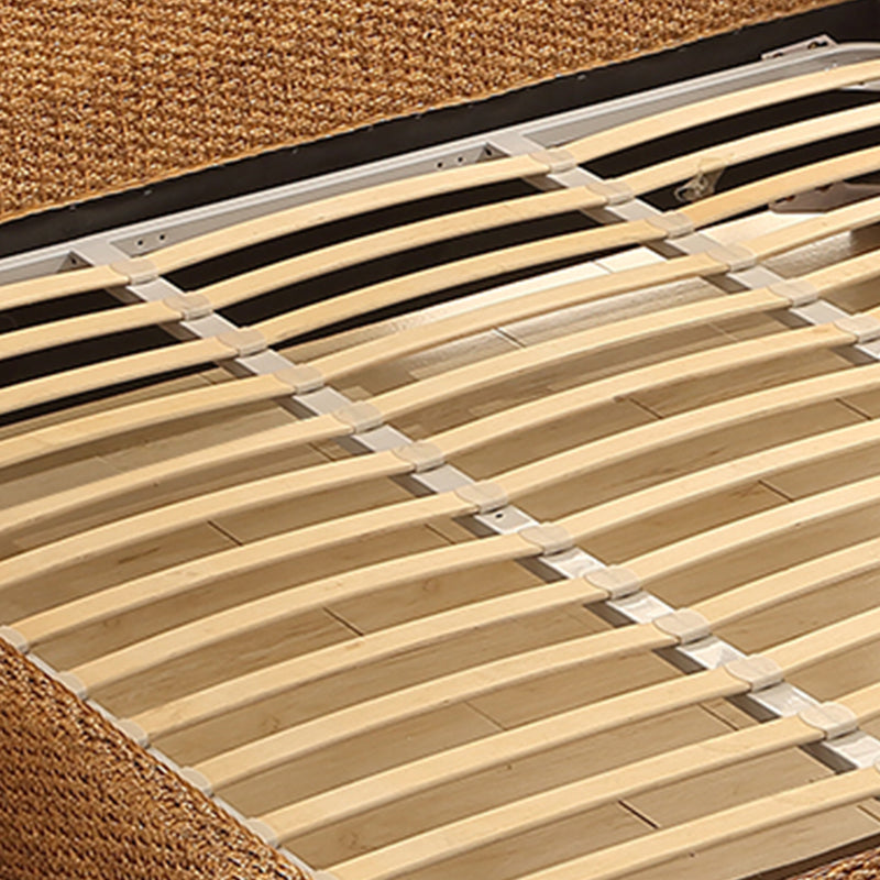 Tropical Rattan Standard Bed with Headboard Bed and Beech Legs