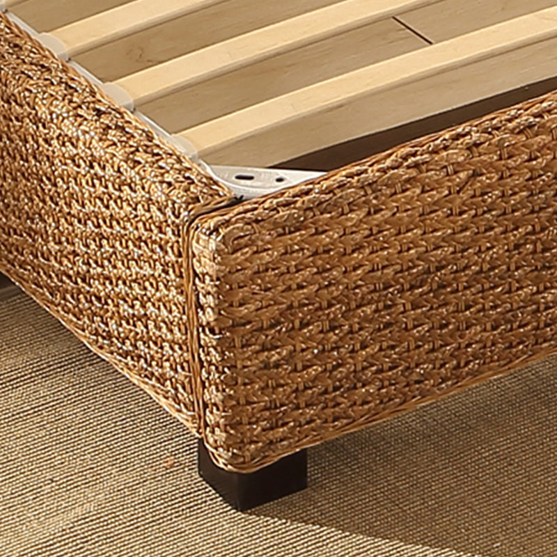 Tropical Rattan Standard Bed with Headboard Bed and Beech Legs