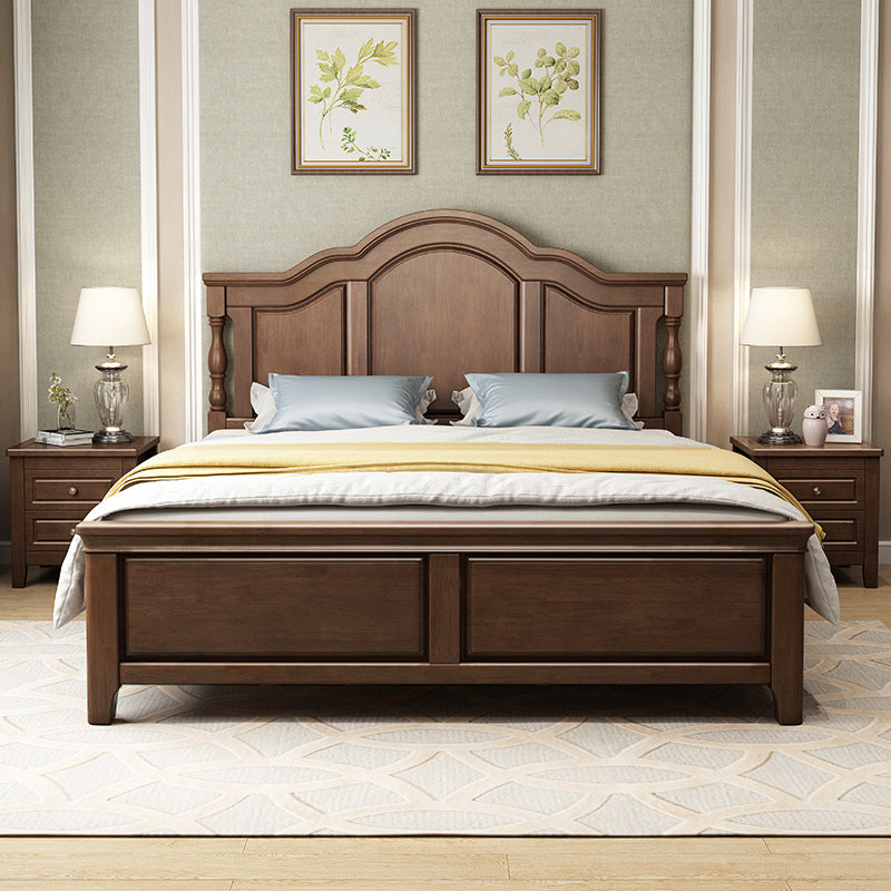84.65 inch Wide Mid-century Bed Frame Solid Wood Bed with Headboard