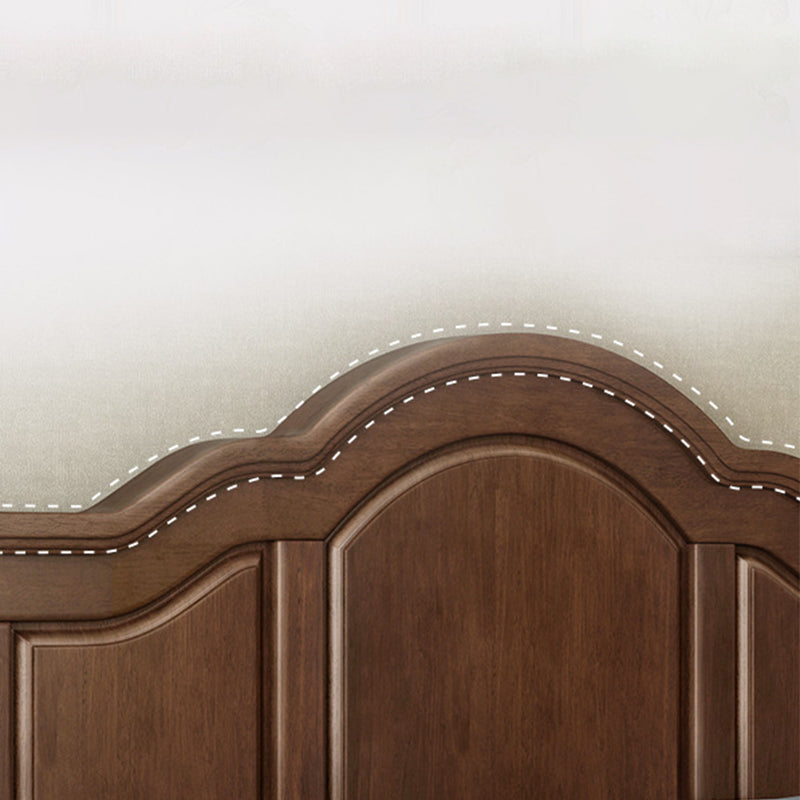 84.65 inch Wide Mid-century Bed Frame Solid Wood Bed with Headboard