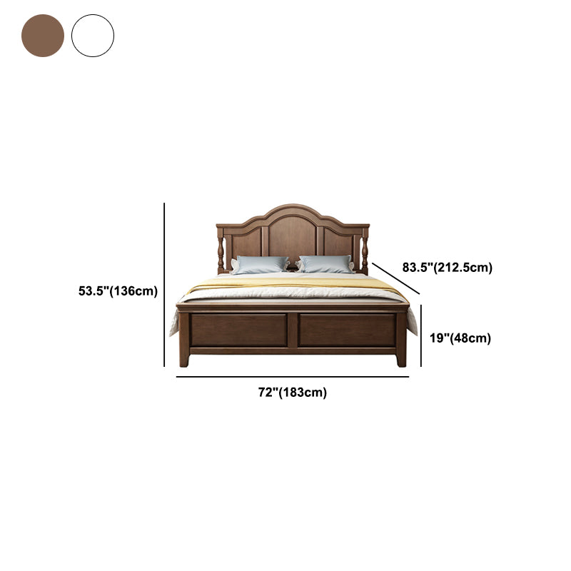 84.65 inch Wide Mid-century Bed Frame Solid Wood Bed with Headboard