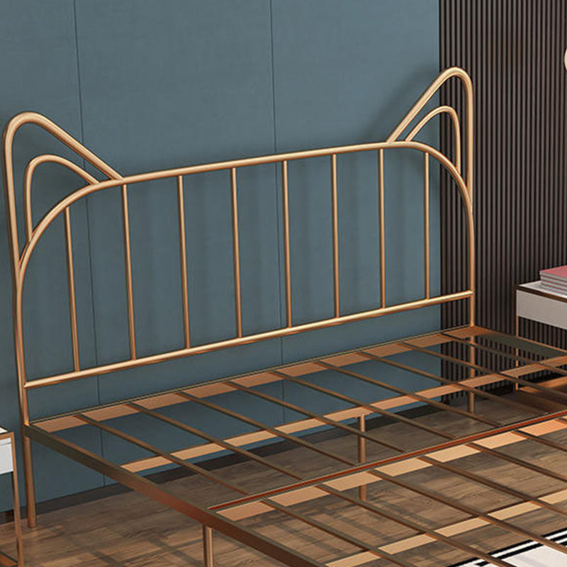84.65 inch Wide Contemporary Bed Frame Metai Gold Slat Bed with Headboard