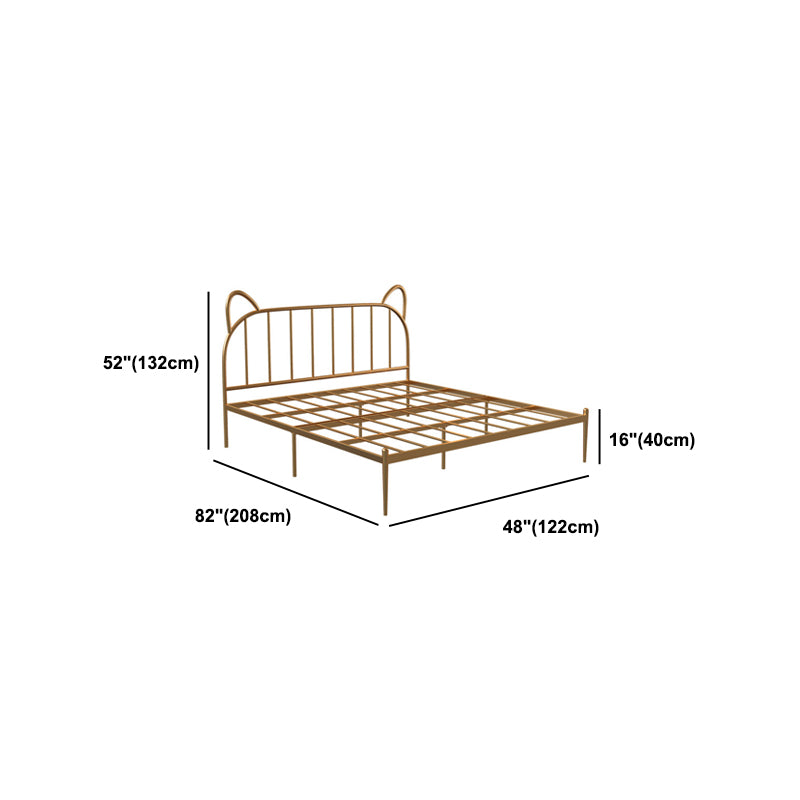 84.65 inch Wide Contemporary Bed Frame Metai Gold Slat Bed with Headboard