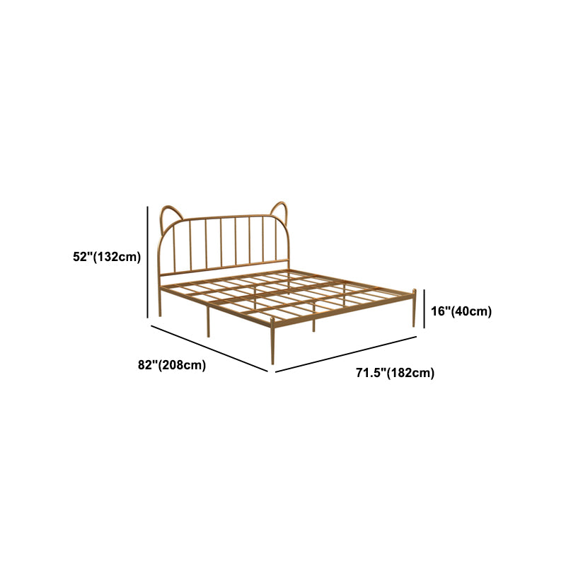 84.65 inch Wide Contemporary Bed Frame Metai Gold Slat Bed with Headboard