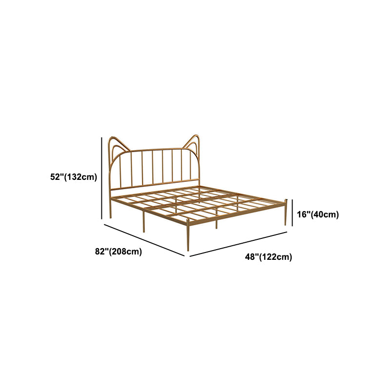 84.65 inch Wide Contemporary Bed Frame Metai Gold Slat Bed with Headboard
